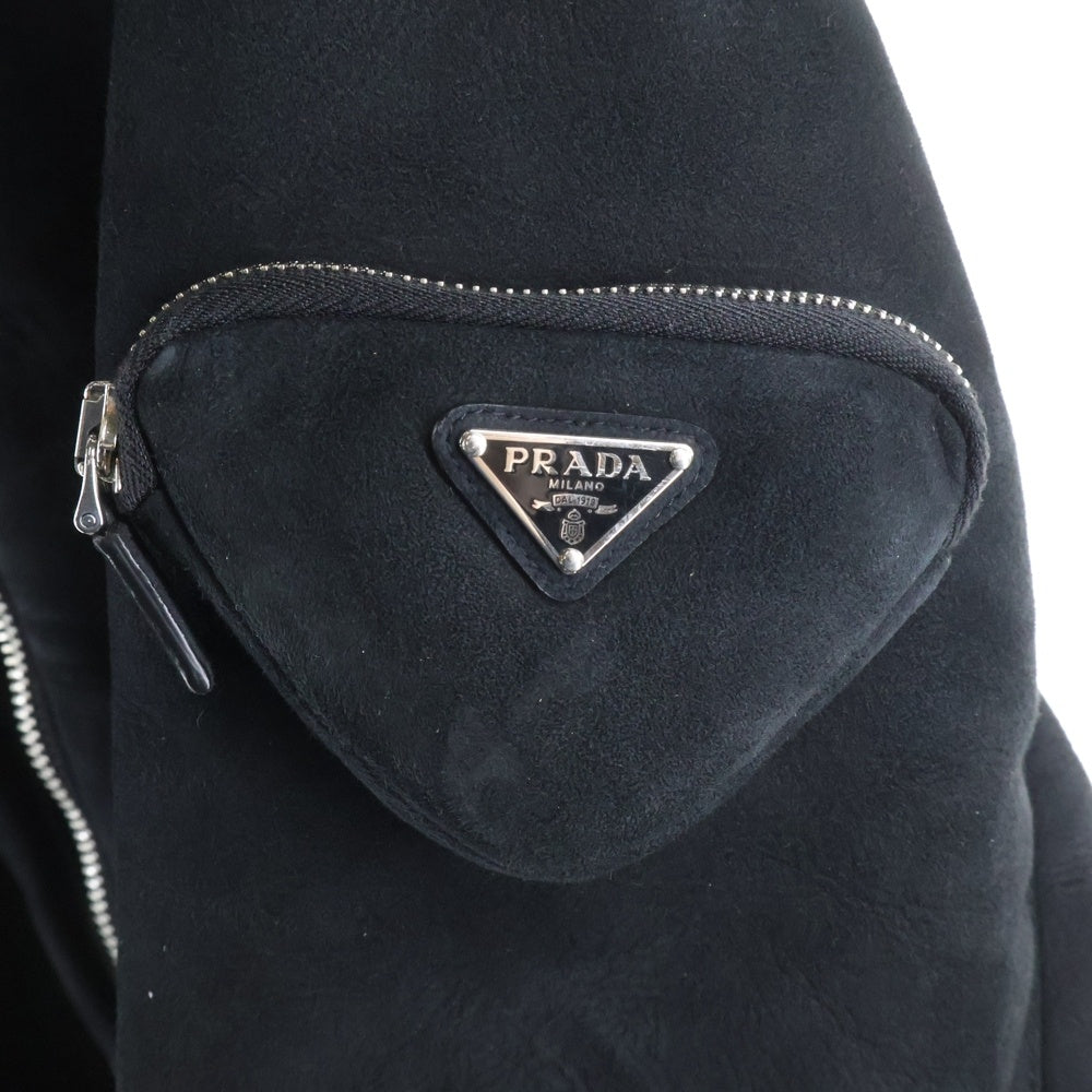 PRADA(プラダ) 21AW シープスキン ムートン ボンバージャケット ブラック UPW405 1ZXR