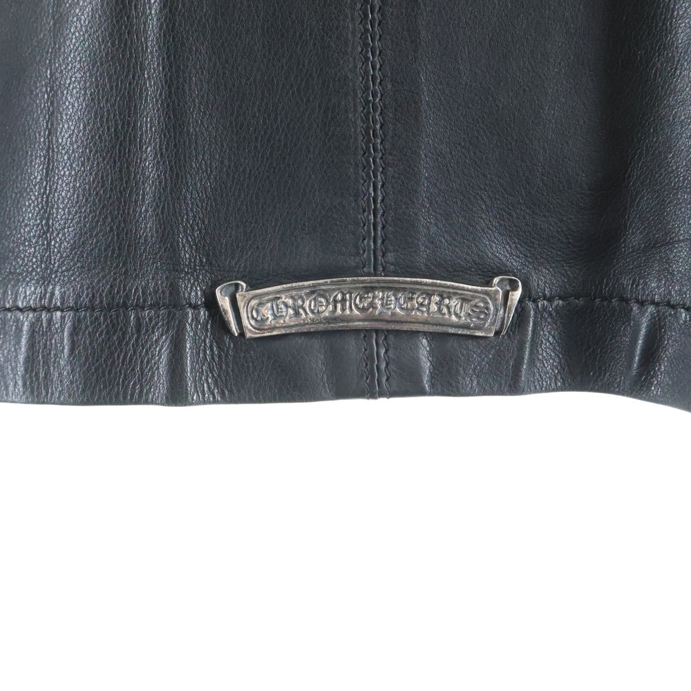 CHROME HEARTS(クロムハーツ) クロスボールボタン レザーカバーオールジャケット ブラック