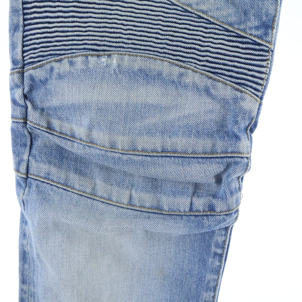 BALMAIN(バルマン) ウォッシュ加工 バイカー スリム テーパードデニムパンツ ジーンズ インディゴ W6HD500D567