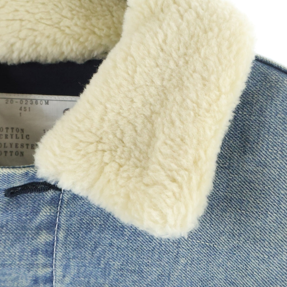 Sacai(サカイ) 20AW Denim Layerd Boa Jacket デニムレイヤード ボアジャケット インディゴ 20-02360M