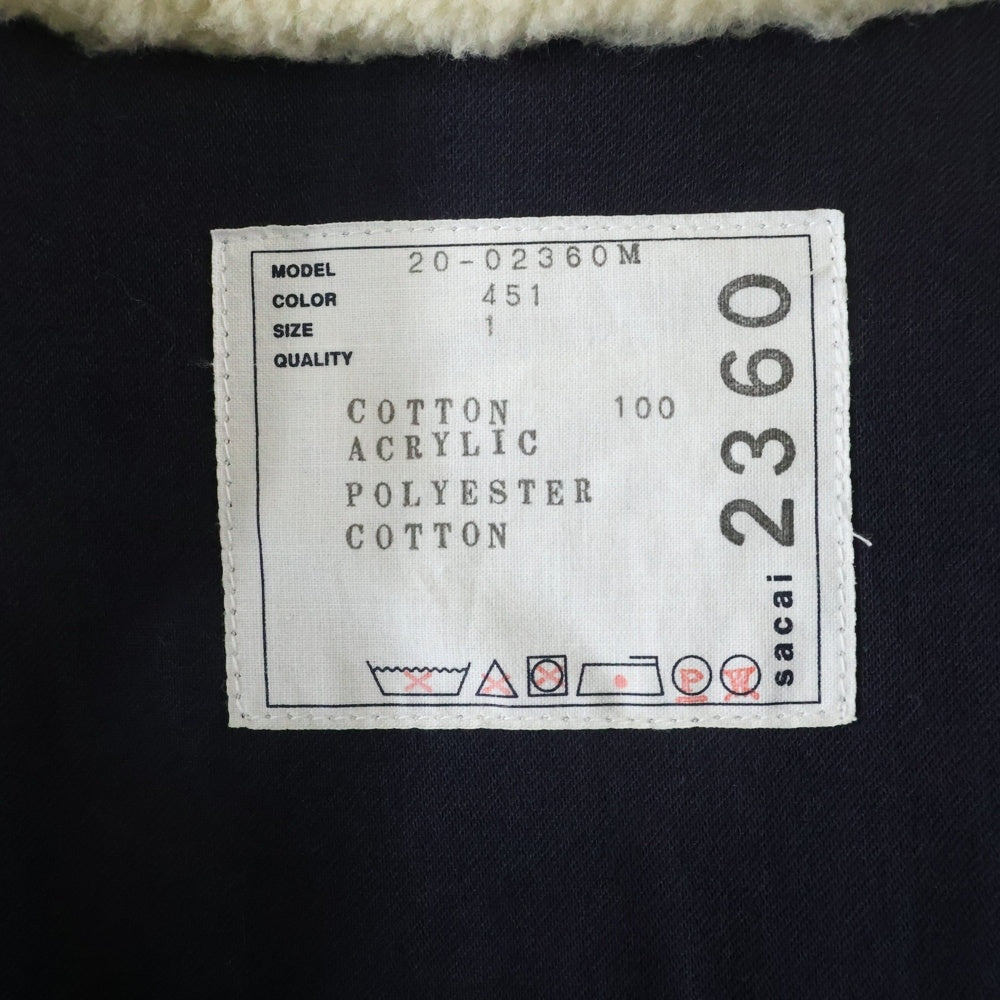 Sacai(サカイ) 20AW Denim Layerd Boa Jacket デニムレイヤード ボアジャケット インディゴ 20-02360M