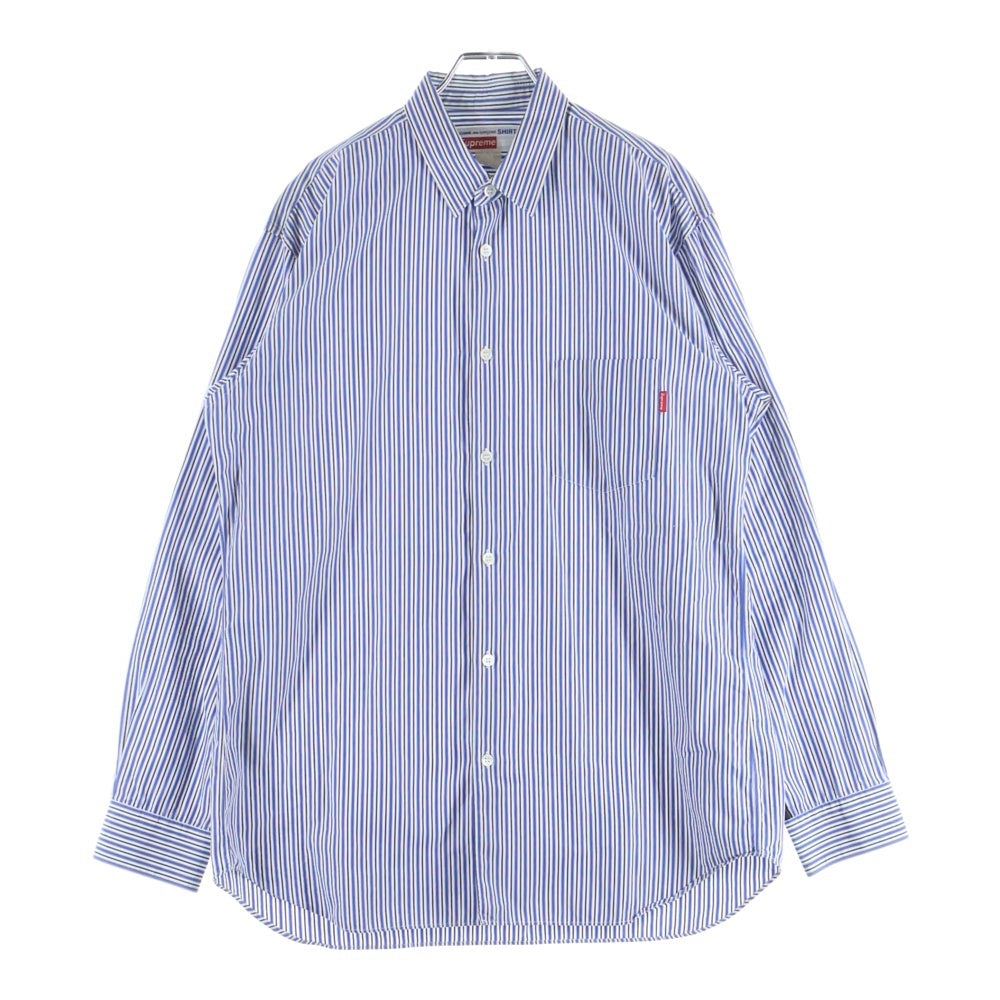 SUPREME(シュプリーム) 12SS×COMME des GARCONS SHIRT GUSSET SHIRT コムデギャルソンシャツ ストライプゲスト長袖シャツ ブルー S27SS12