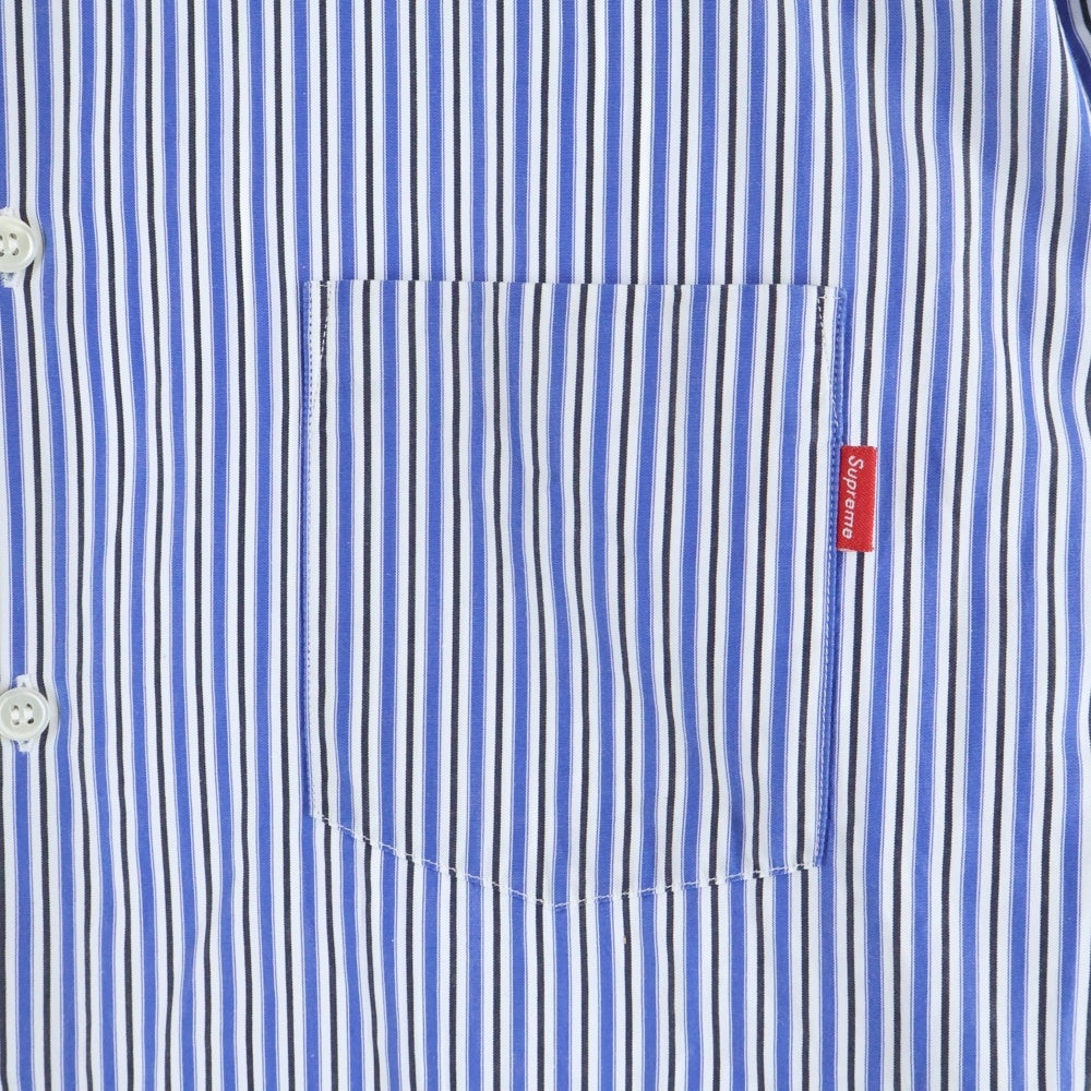 SUPREME(シュプリーム) 12SS×COMME des GARCONS SHIRT GUSSET SHIRT コムデギャルソンシャツ ストライプゲスト長袖シャツ ブルー S27SS12