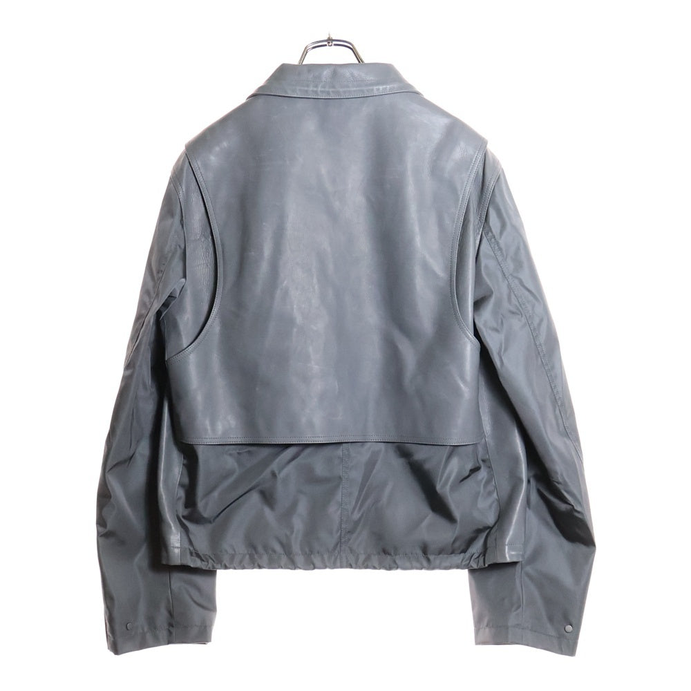 LOUIS VUITTON(ルイヴィトン) 22SS カーフスキンレザーエンブロイダリージップジャケット RM222M THA HNL02W グレー