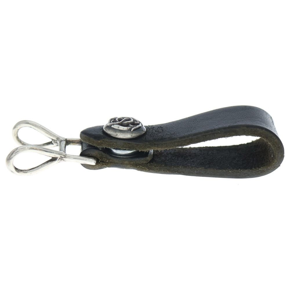 CHROME HEARTS(クロムハーツ) BELT LOOP フローラルボールボタンレザーベルトループ シルバー/ブラック