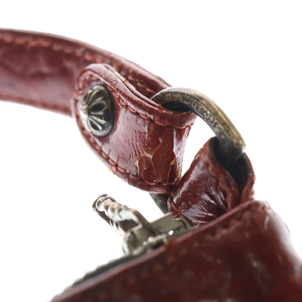 CHROME HEARTS(クロムハーツ) クロスボール装飾 レオパード レザー ハンドバック ブラック/ブラウン