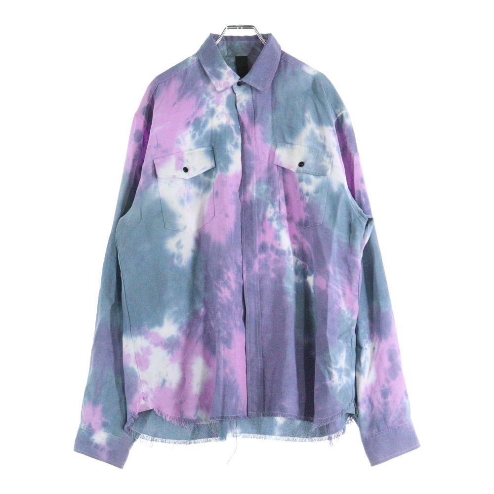 cvtvlist カタリスト 21AW ブリーチデザイン カットオフボタンレス 長袖シャツ ブルー/ピンク 21FW0202 cvtvlist(カタリスト) 21AW ブリーチデザイン カットオフボタンレス