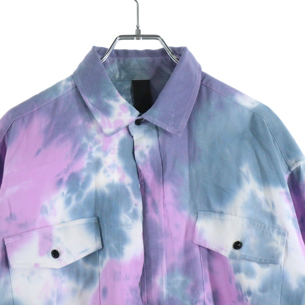 cvtvlist(カタリスト) 21AW ブリーチデザイン カットオフボタンレス 長袖シャツ ブルー/ピンク 21FW0202