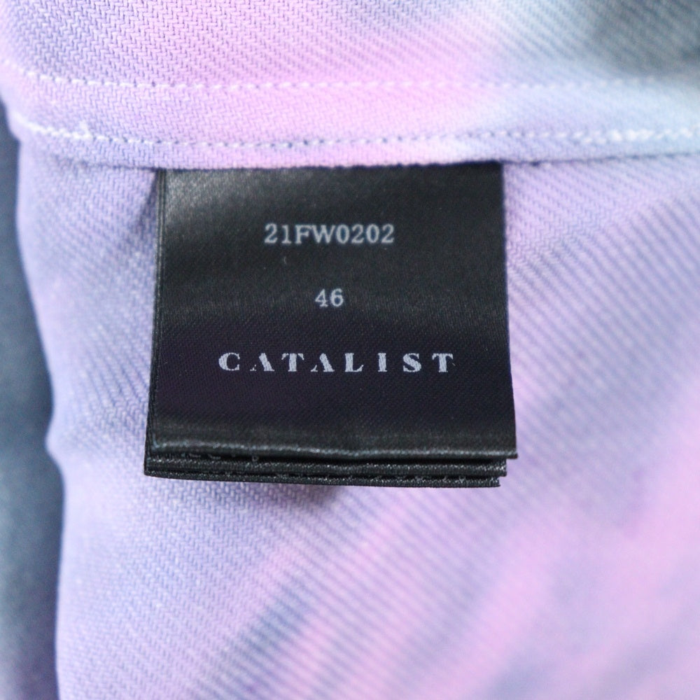 cvtvlist(カタリスト) 21AW ブリーチデザイン カットオフボタンレス 長袖シャツ ブルー/ピンク 21FW0202