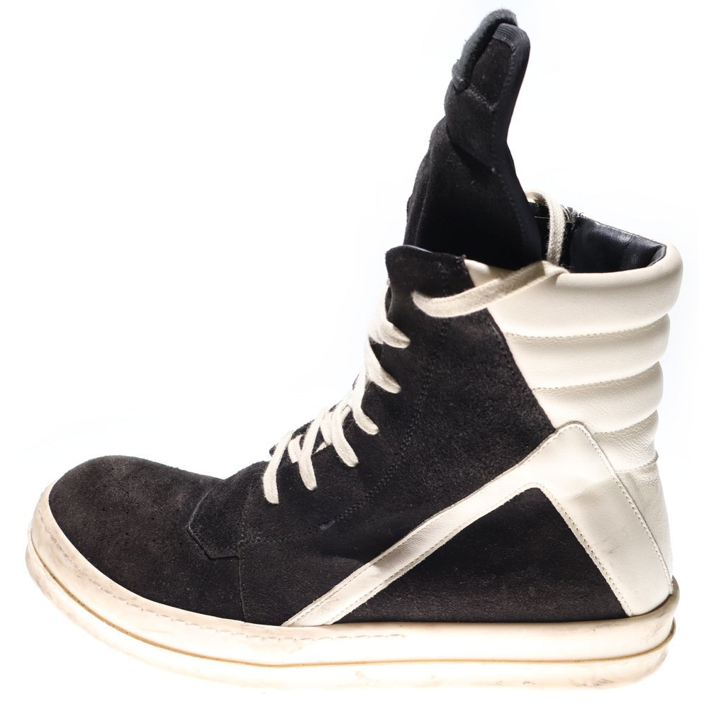 Rick Owens(リックオウエンス) STROBE GEOBASKET ジオバスケット レースアップ スエードレザーハイカットスニーカー ブラック/ホワイト