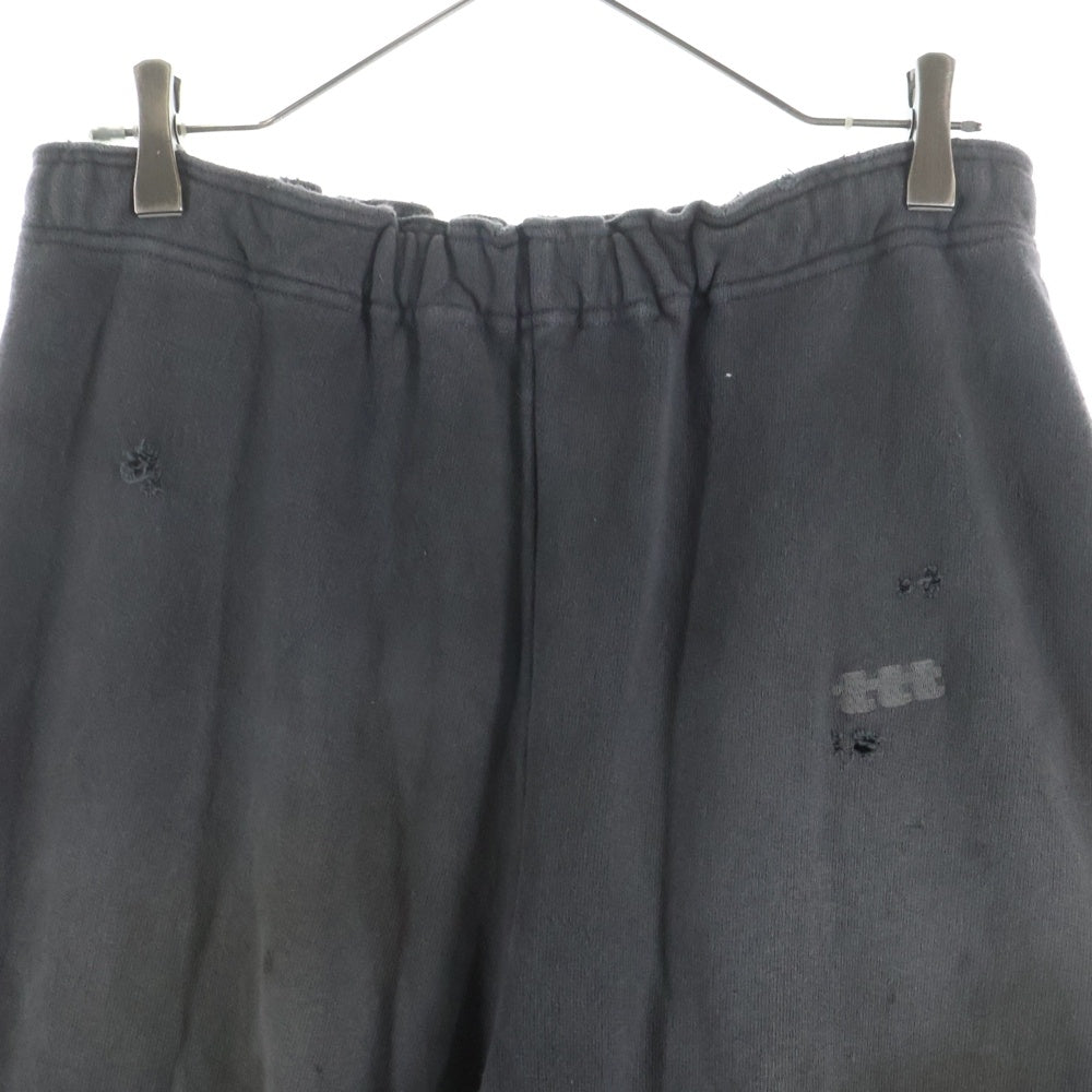 TTT_MSW(ティーモダンストリートウェア) 23AW ダメージ加工 スウェットパンツ ブラック TT-2023AW-PT13