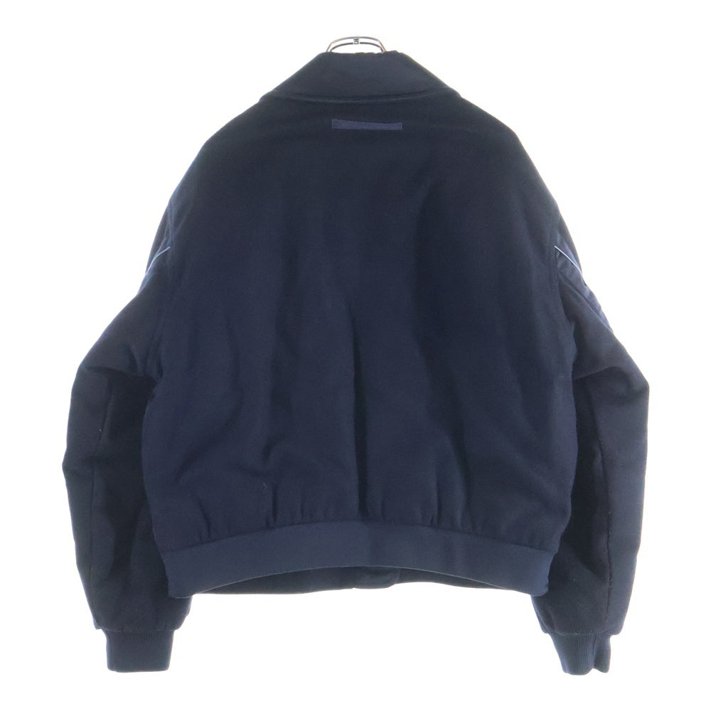 BLUEMARBLE(ブルーマーブル) ZIP FRONT WOOL NYLON JACKET ウール ナイロン切り替え ボンバージャケット ネイビー