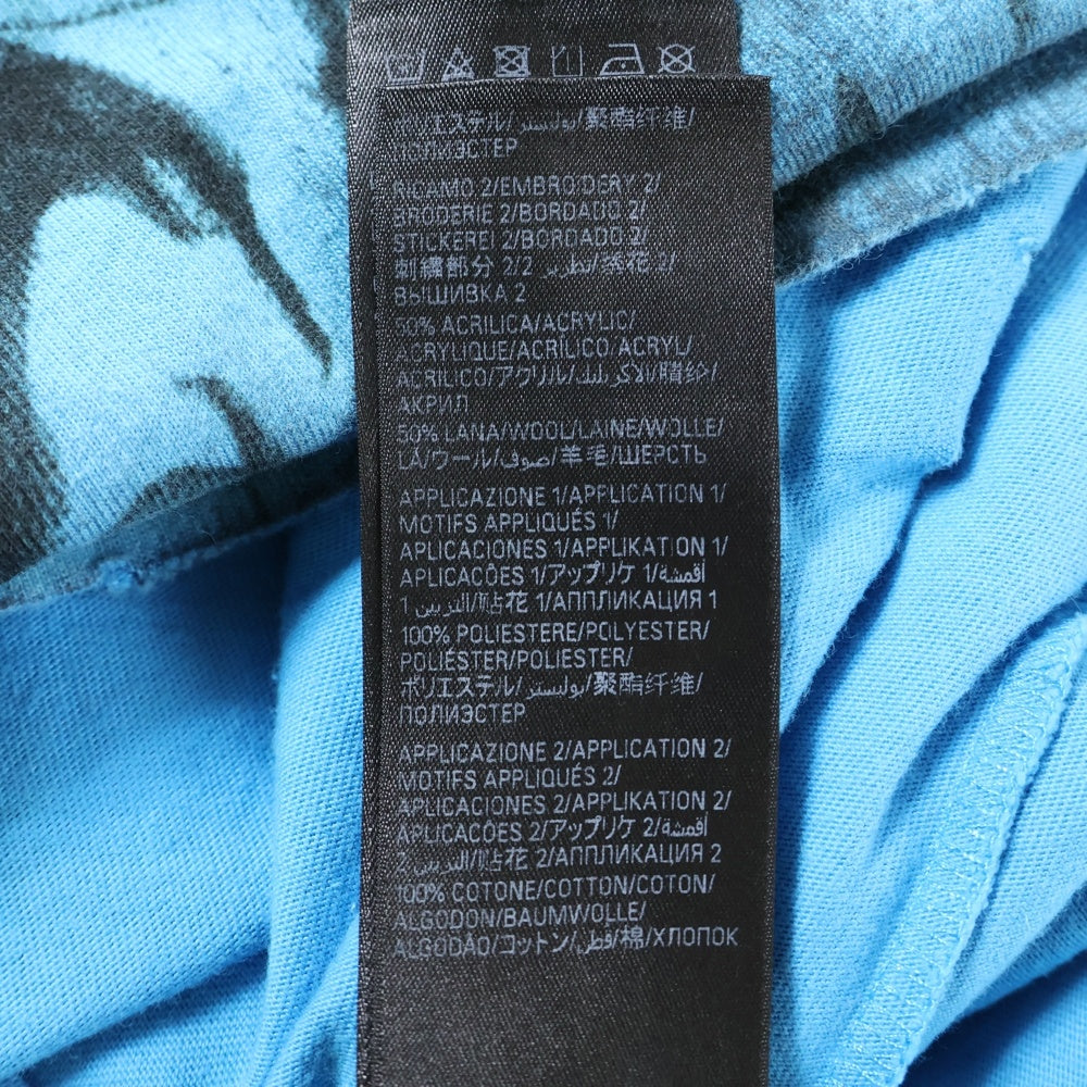 BALENCIAGA(バレンシアガ) 23SS 1300 Skater デストロイ加工 ワッペン 半袖Tシャツ カットソー ブルー 739028 TOVA7