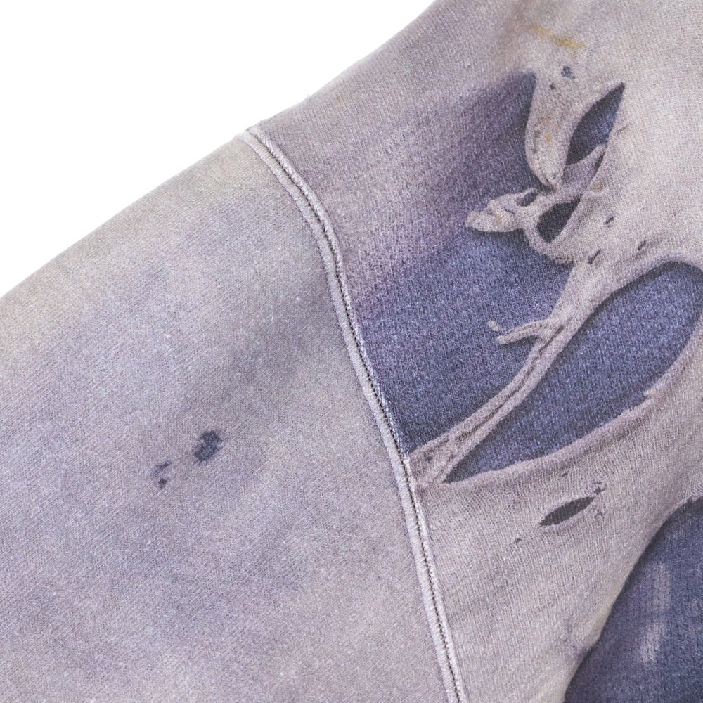 KAMIYA(カミヤ) 25AW TROMPE L'OEIL PRINT ZIP HOODIE ブリーチ加工 ジップアップパーカー パープル G15HD114-0