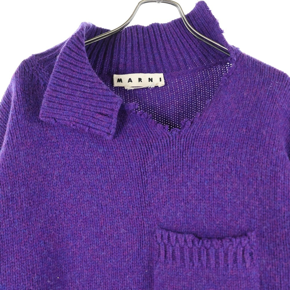 MARNI(マルニ) ダメージ加工 ハイネック ニットセーター パープル DVMG0015A0