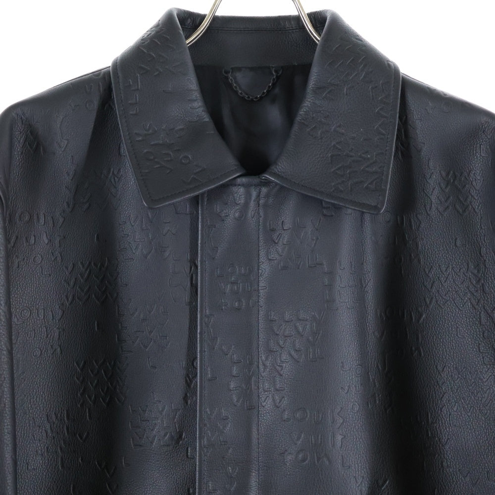 LOUIS VUITTON(ルイヴィトン) 22AW ダミエスプレッドジップレザージャケット RM222M RMT HNL08W ブラック