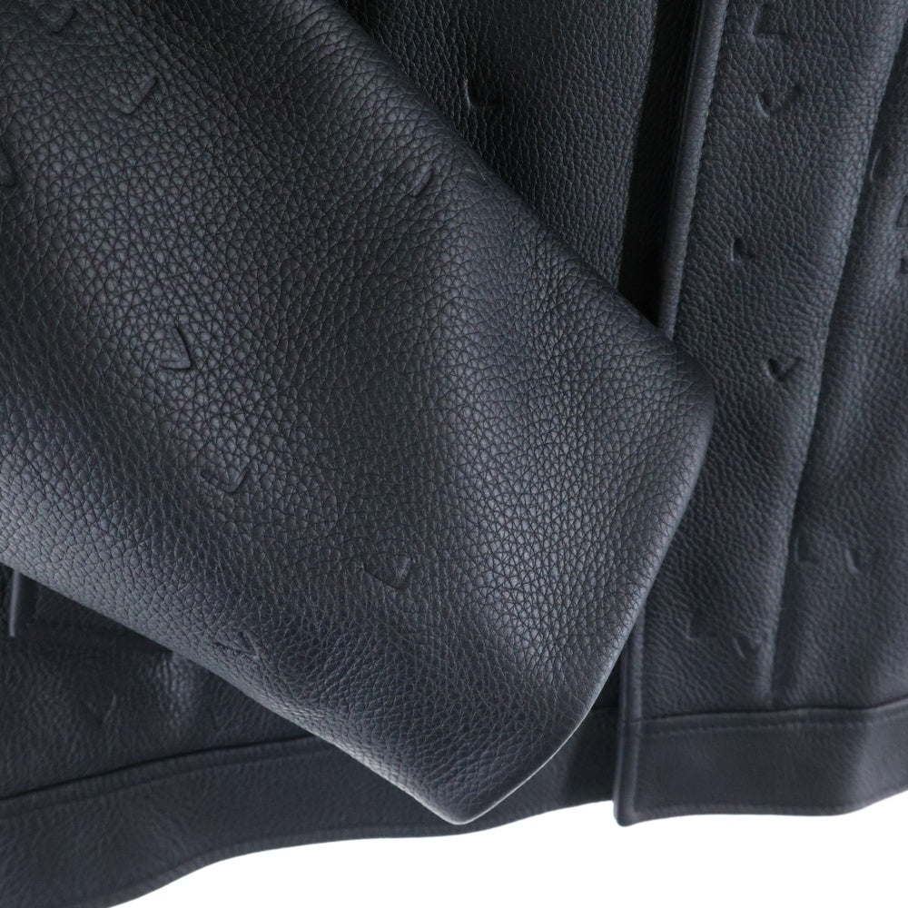 LOUIS VUITTON(ルイヴィトン) 22AW ダミエスプレッドジップレザージャケット RM222M RMT HNL08W ブラック