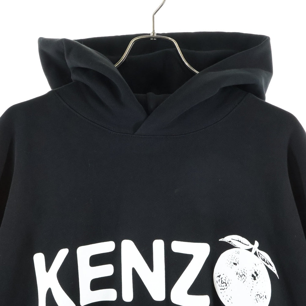 KENZO(ケンゾー) フルーツロゴプリントスウェットプルオーバーパーカー ブラック