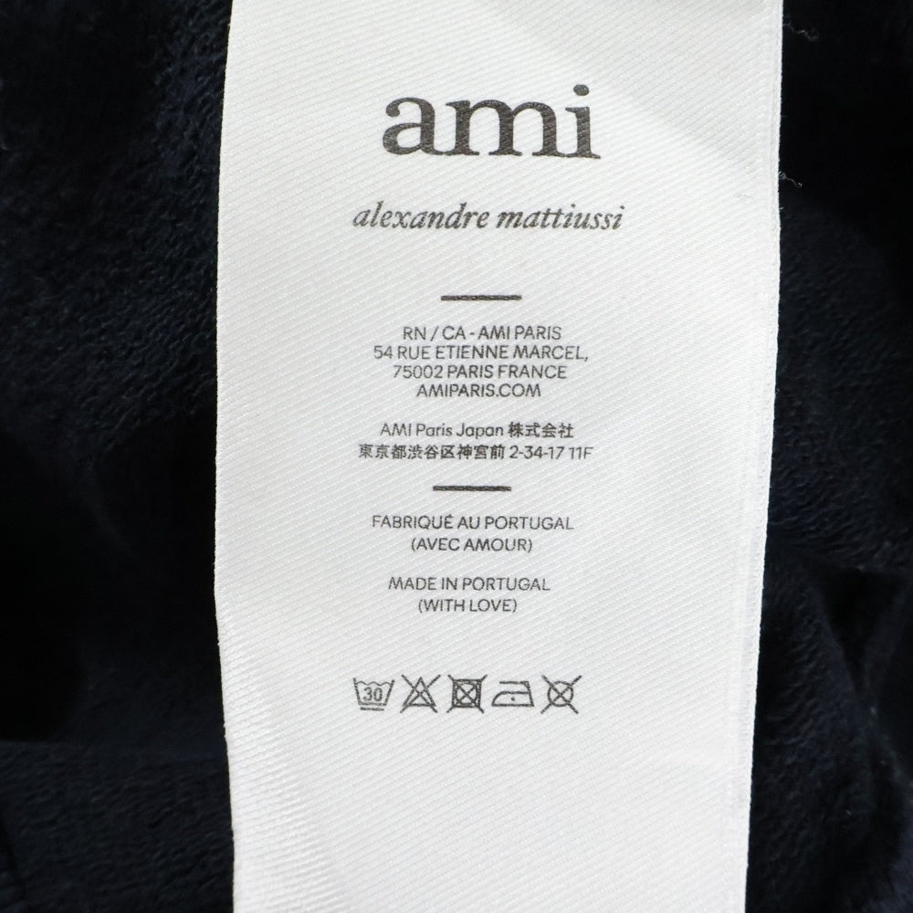 AMI Alexandre Mattiussi(アミアレクサンドルマテュッシ) AMI DE COEUR HOODIE B ワンポイント ハートロゴ スウェットプルオーバーパーカー ブラック
