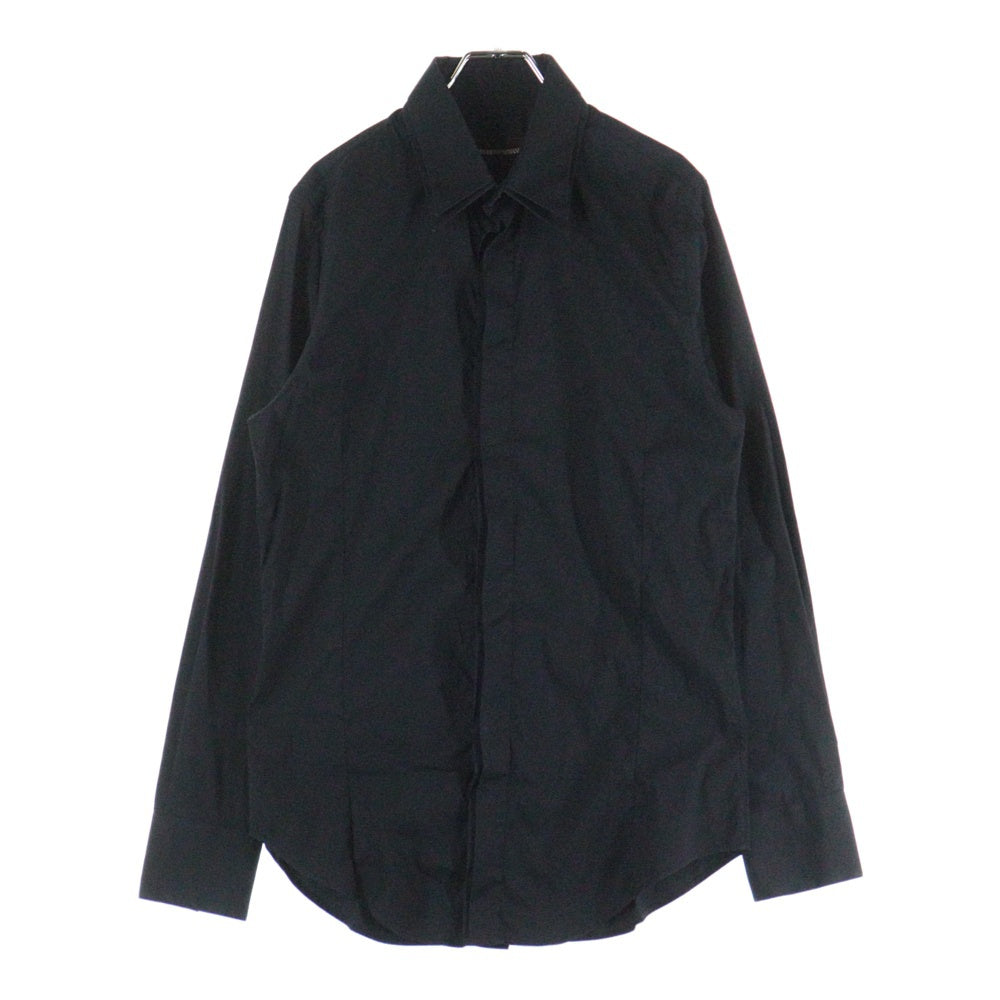 EMPORIO ARMANI(エンポリオアルマーニ) コットンダブルカラー長袖シャツ ブラック