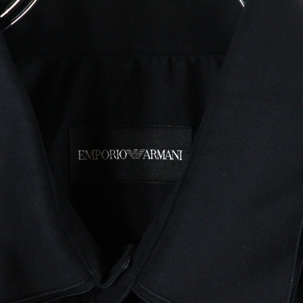EMPORIO ARMANI(エンポリオアルマーニ) コットンダブルカラー長袖シャツ ブラック