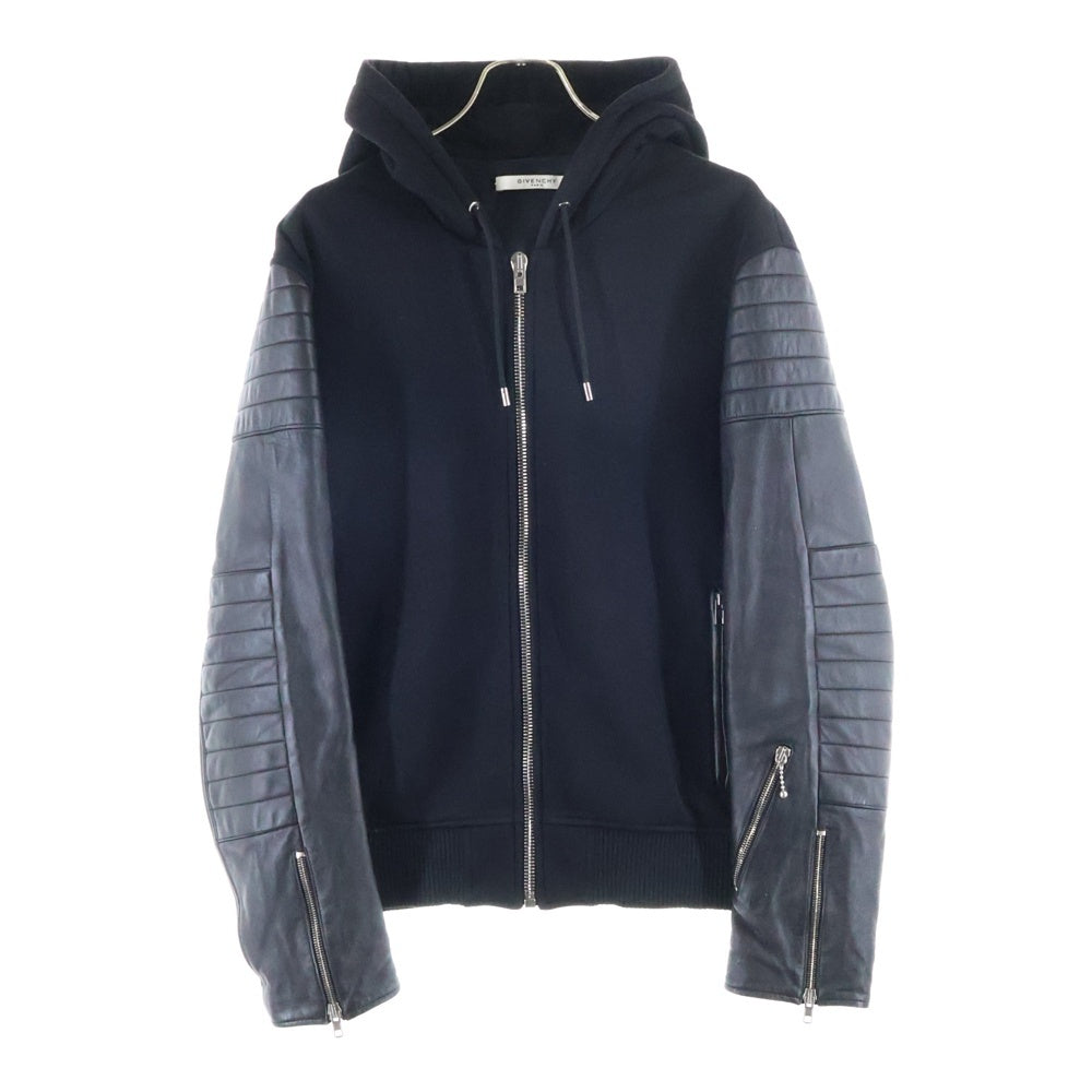 GIVENCHY(ジバンシィ) 袖レザーネオプレンジップアップパーカー 17S 0308 443 ブラック