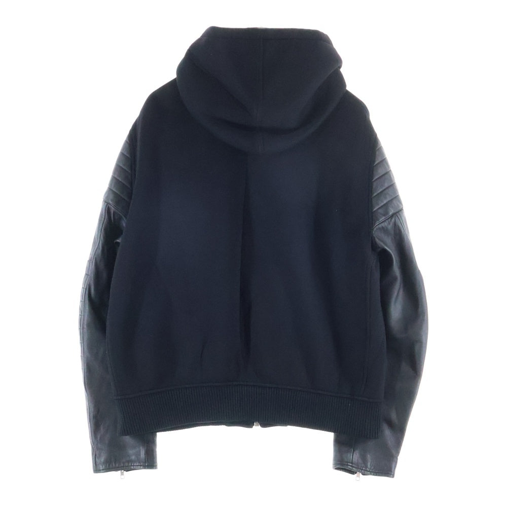 GIVENCHY(ジバンシィ) 袖レザーネオプレンジップアップパーカー 17S 0308 443 ブラック