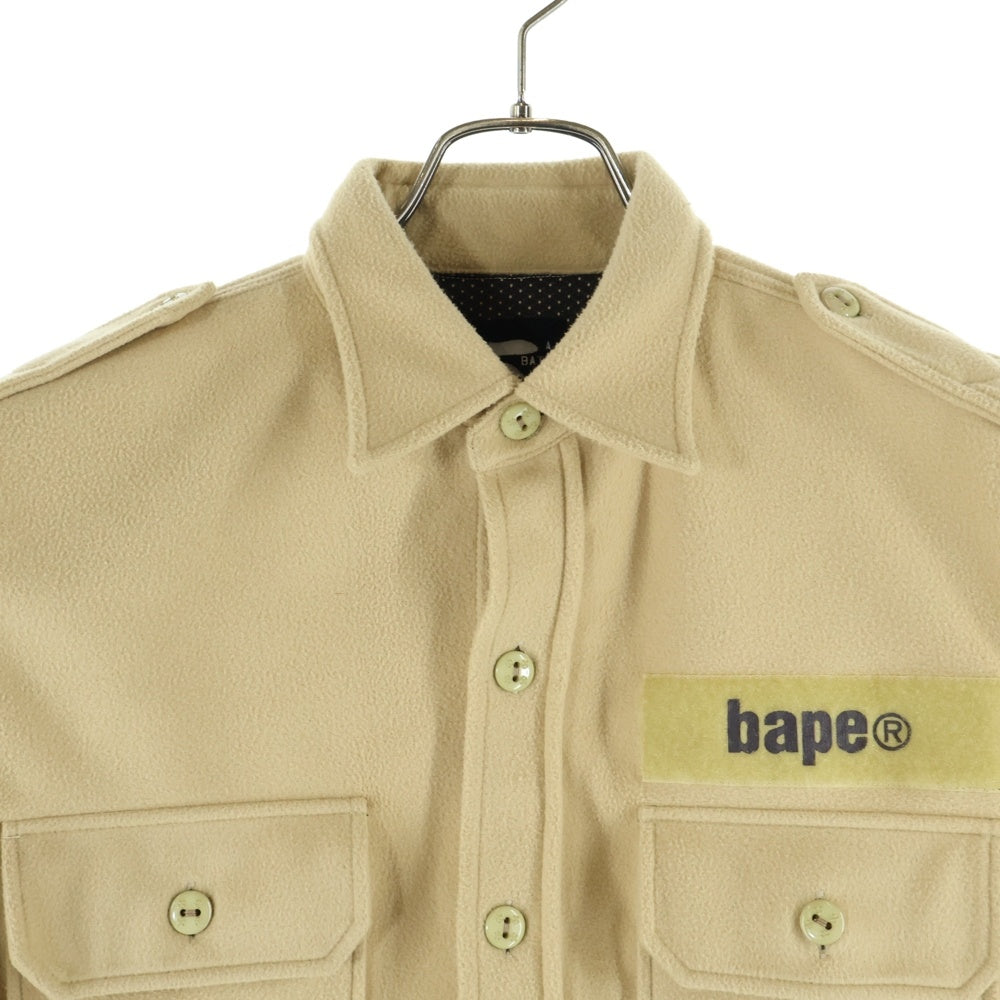 A BATHING APE(アベイシングエイプ) ロゴパッチ エポレット付き半袖シャツ ベージュ