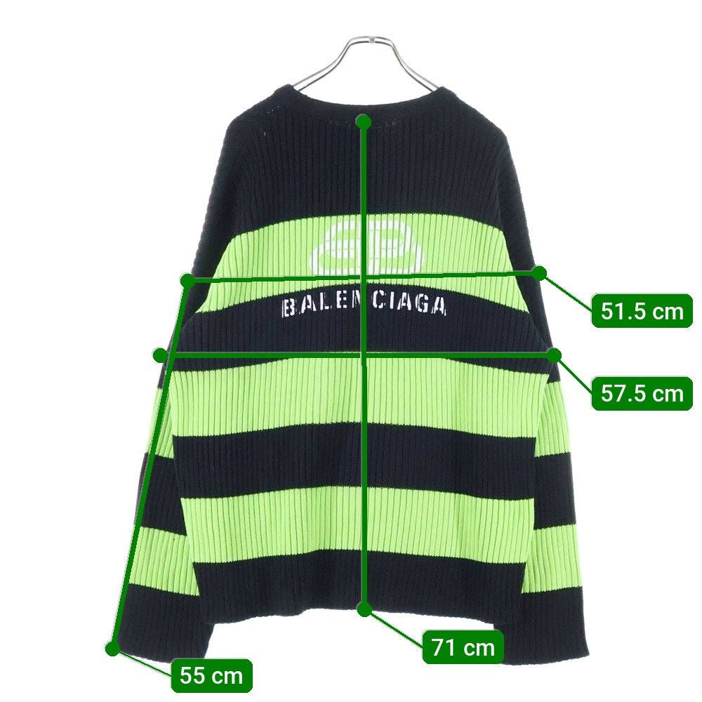 BALENCIAGA(バレンシアガ) 21SS バックBBロゴプリント ニットセーター 608760 グリーン/ブラック