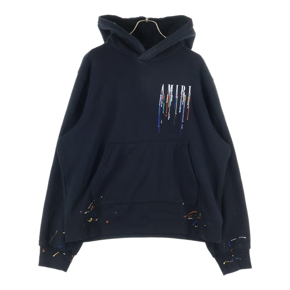 AMIRI(アミリ) Paint Drip Hoodie ロゴペイントドリップ プルオーバーパーカー ブラック