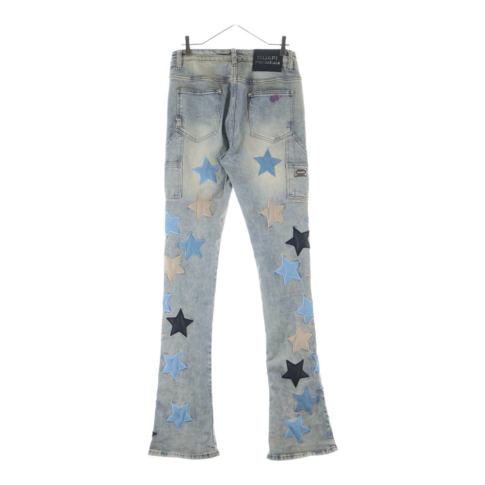 GUAPI(グアピ) STAR PATCH SLIM JEANS スターパッチスリムジーンズ ダブルニー インディゴ