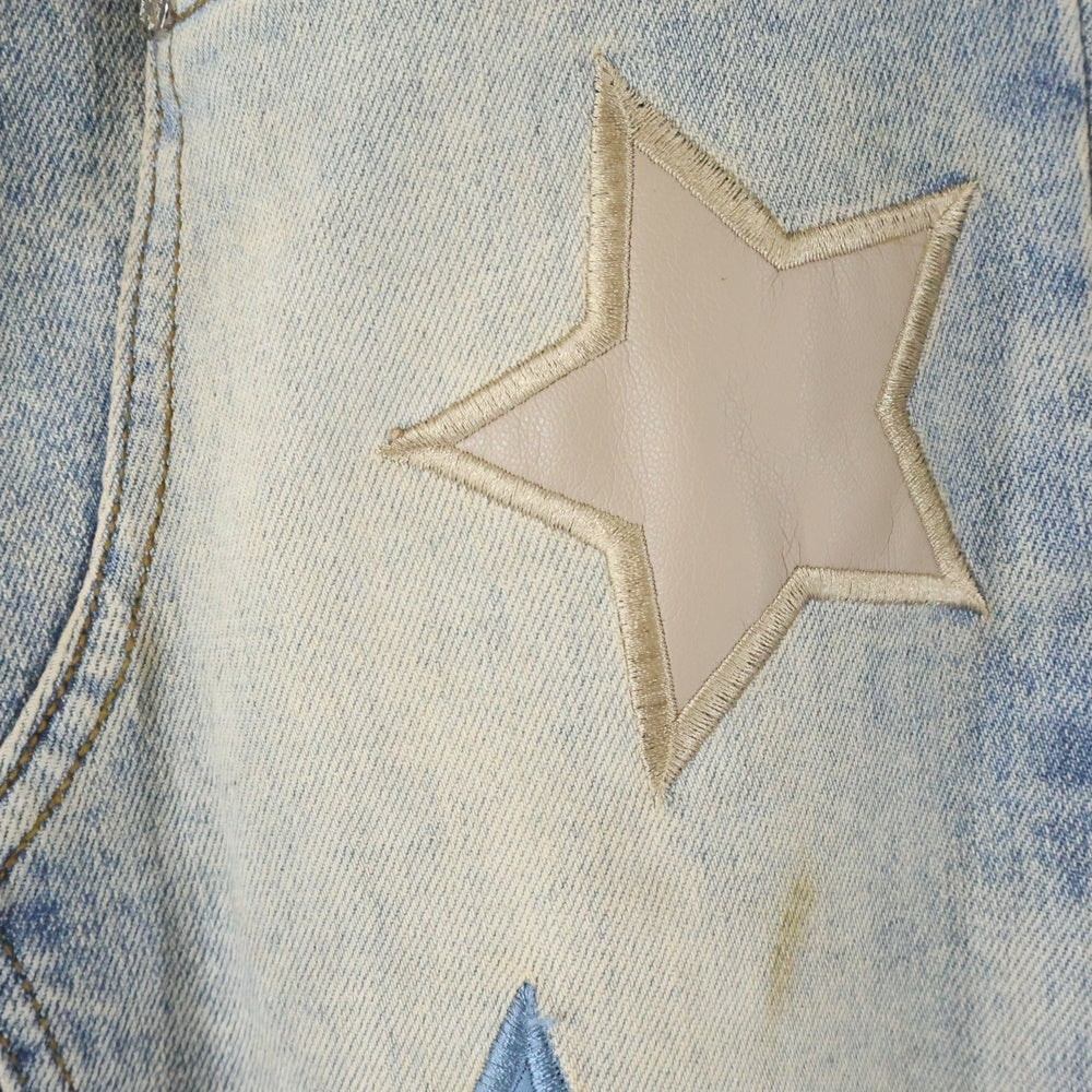 GUAPI(グアピ) STAR PATCH SLIM JEANS スターパッチスリムジーンズ ダブルニー インディゴ