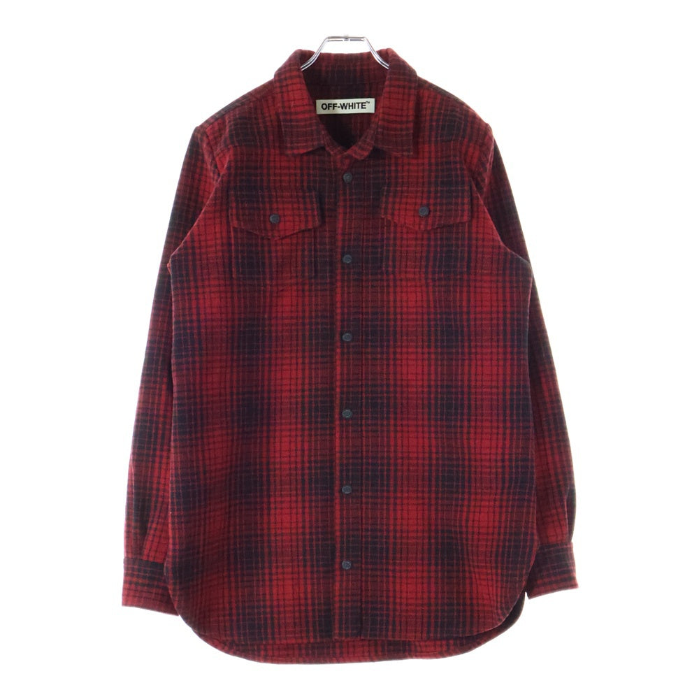 OFF-WHITE(オフホワイト) 19SS バックロゴ ウールチェックシャツ 長袖シャツ レッド