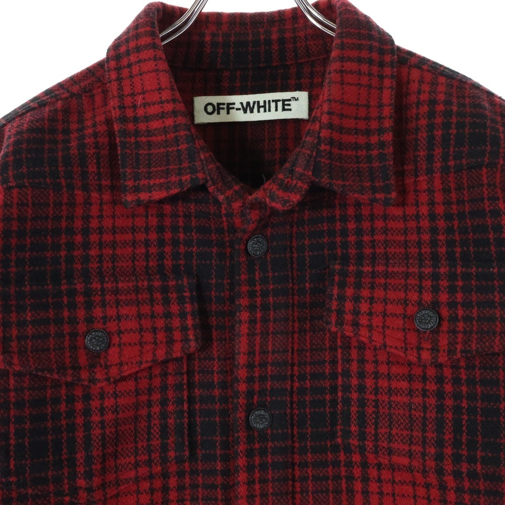 OFF-WHITE(オフホワイト) 19SS バックロゴ ウールチェックシャツ 長袖シャツ レッド
