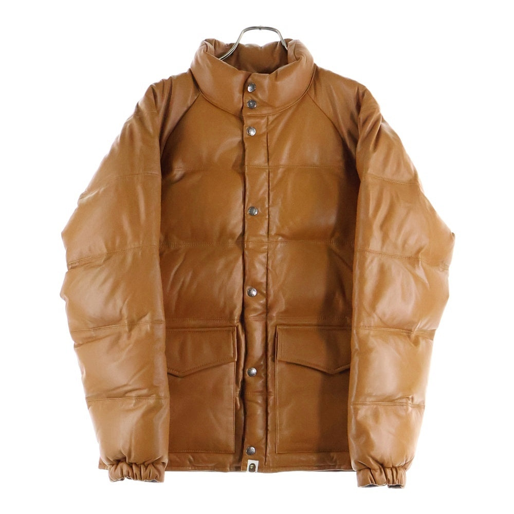 A BATHING APE(アベイシングエイプ) シープスキン レザー ダウンジャケット ブラウン