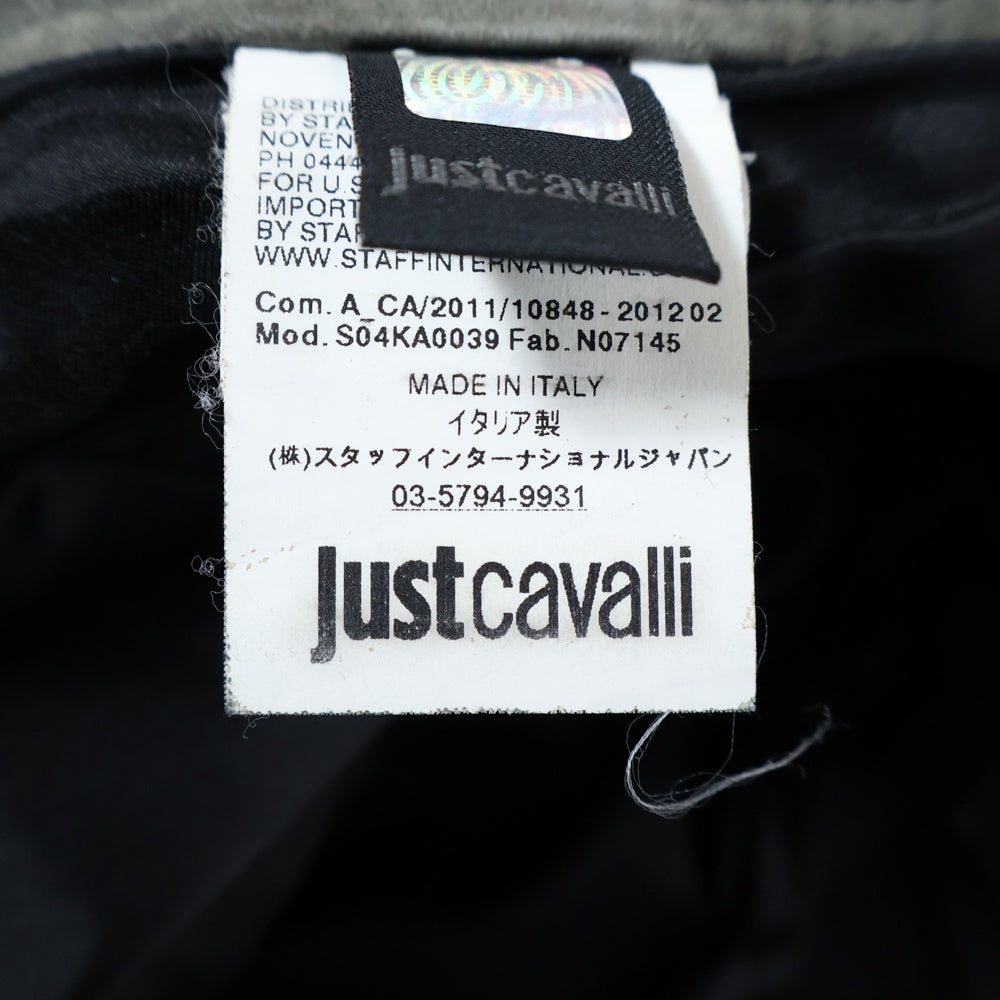 JUST cavalli(ジャストカヴァリ) ゴートスキン レザー切替 スキニーパンツ ブラック