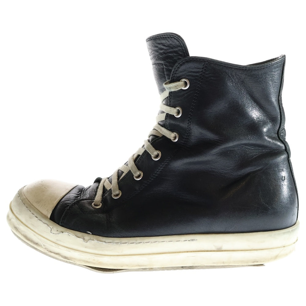 Rick Owens(リックオウエンス) RAMONES ラモーンズ サイドジップ ハイカットスニーカー ブラック/ホワイト 52370