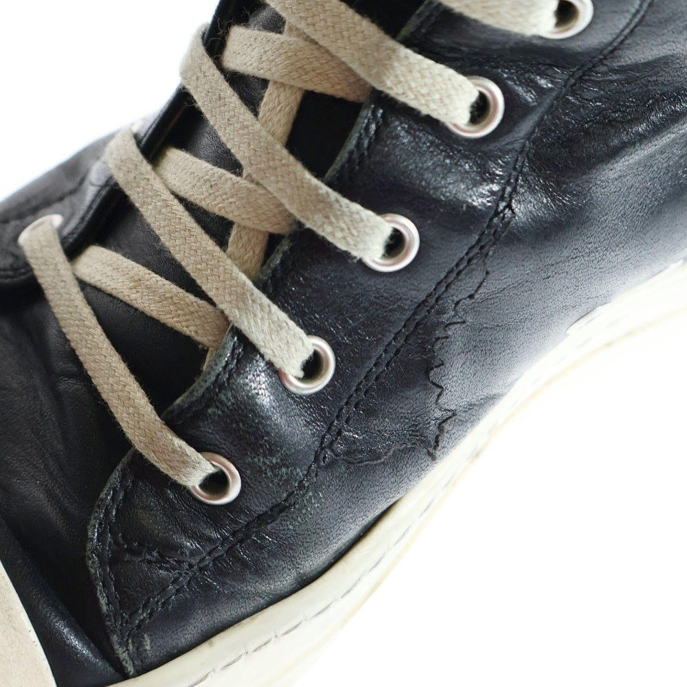 Rick Owens(リックオウエンス) RAMONES ラモーンズ サイドジップ ハイカットスニーカー ブラック/ホワイト 52370