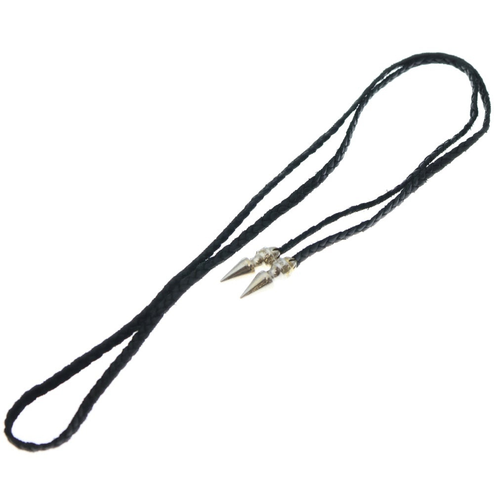 CHROME HEARTS(クロムハーツ) SPIKE LEATHER BRAID スパイクレザーブレード レザーネックレス シルバー/ブラック