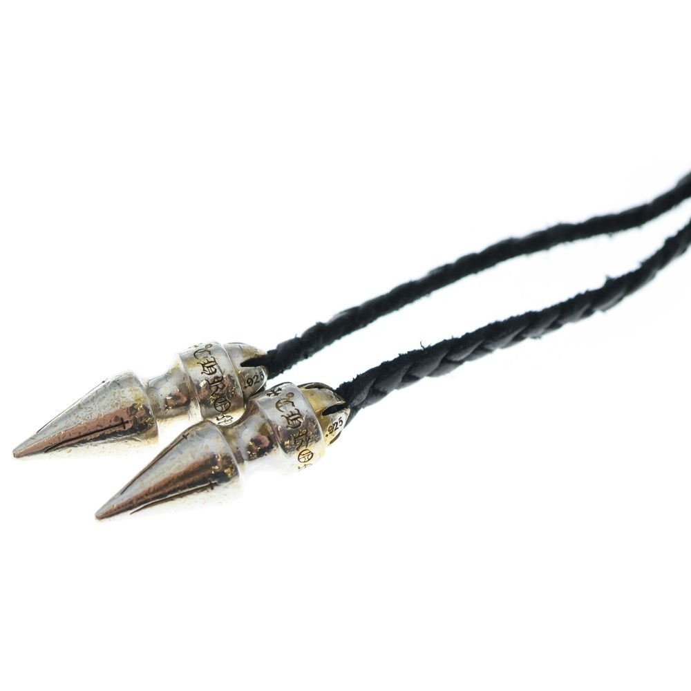 CHROME HEARTS(クロムハーツ) SPIKE LEATHER BRAID スパイクレザーブレード レザーネックレス シルバー/ブラック