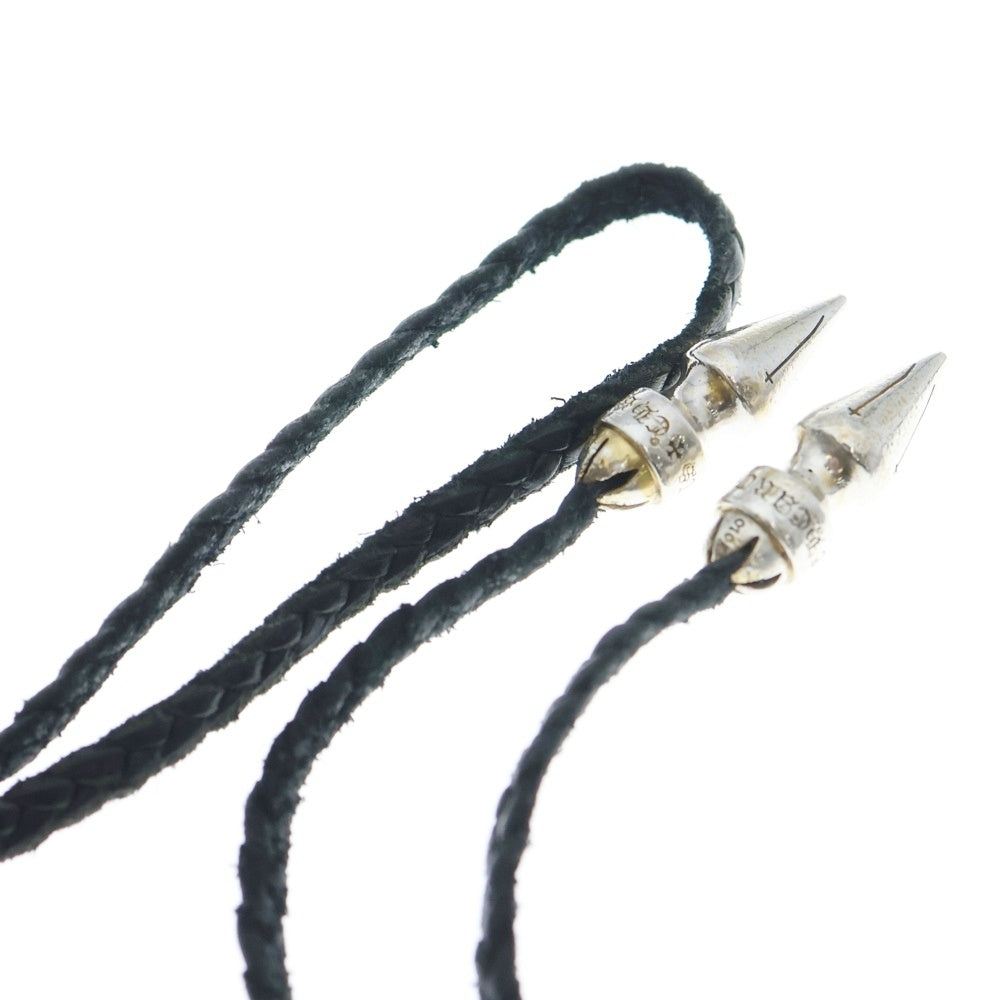 CHROME HEARTS(クロムハーツ) SPIKE LEATHER BRAID スパイクレザーブレード レザーネックレス シルバー/ブラック