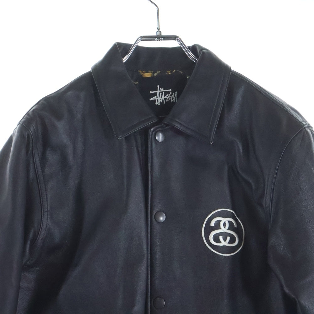 STUSSY(ステューシー) 13AW BRASS LEATHER COACH JACKET SSロゴ レザーコーチジャケット ブラック