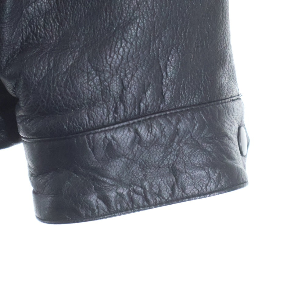 STUSSY(ステューシー) 13AW BRASS LEATHER COACH JACKET SSロゴ レザーコーチジャケット ブラック