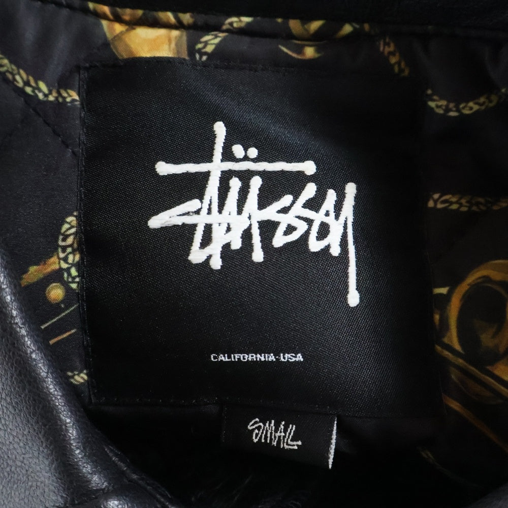 STUSSY(ステューシー) 13AW BRASS LEATHER COACH JACKET SSロゴ レザーコーチジャケット ブラック