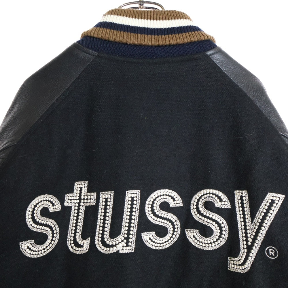 STUSSY(ステューシー) 90S 15周年 ロゴ刺繍 スタジアムジャケット ブラック