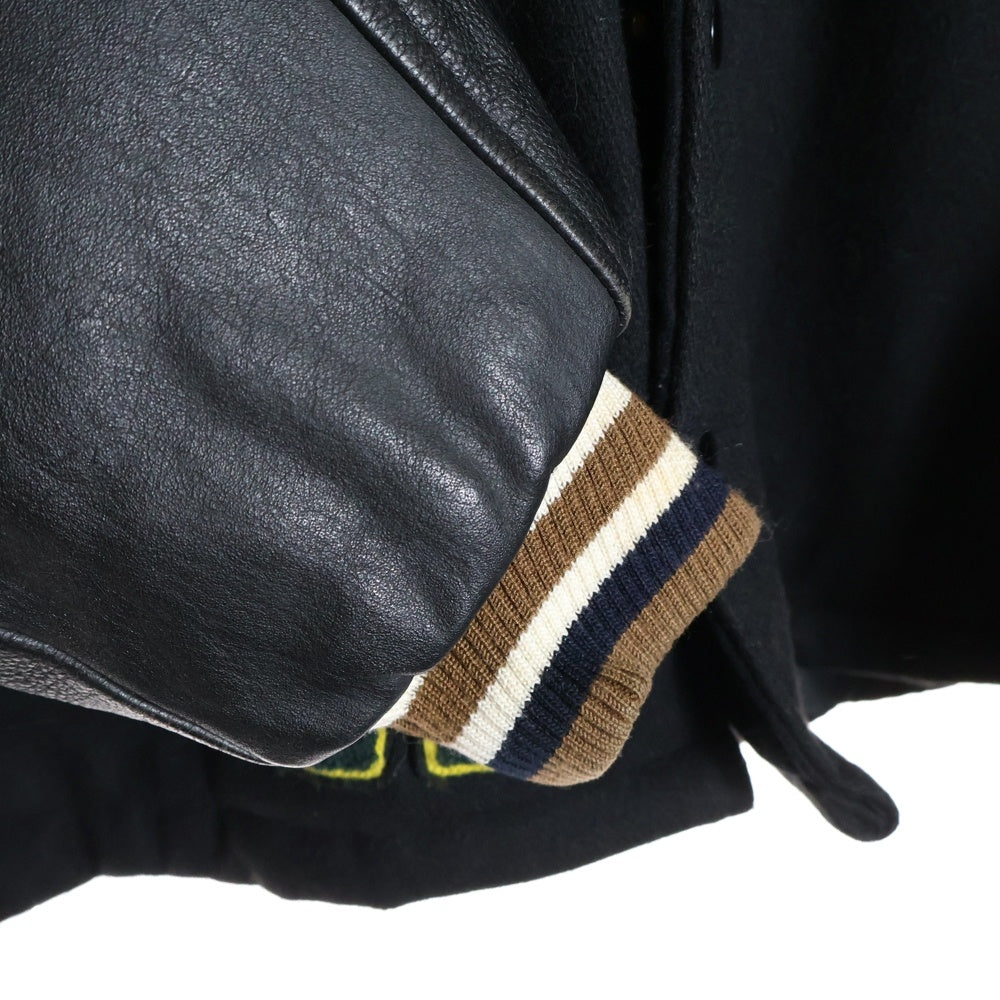 STUSSY(ステューシー) 90S 15周年 ロゴ刺繍 スタジアムジャケット ブラック