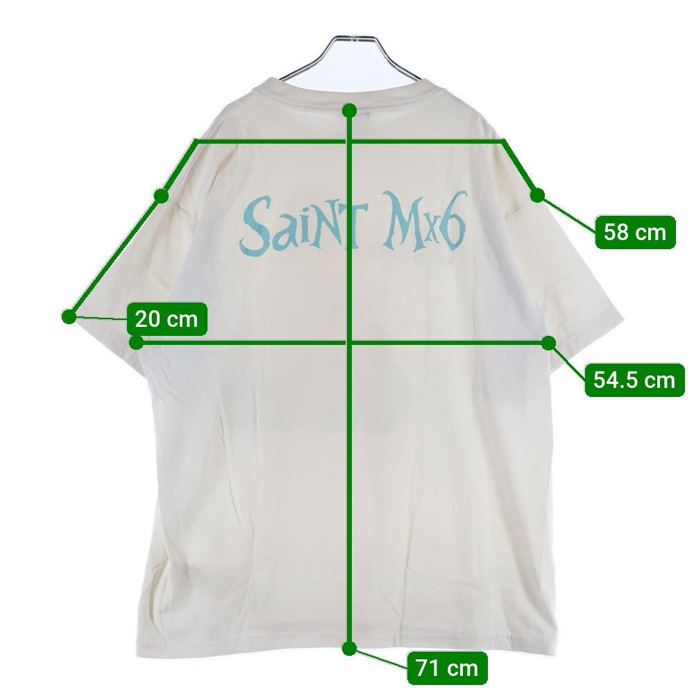 SAINT MICHAEL(セントマイケル) 23SS アリス・イン・ワンダーランドプリント 半袖Tシャツ カットソー ホワイト SM-S23-0000-123