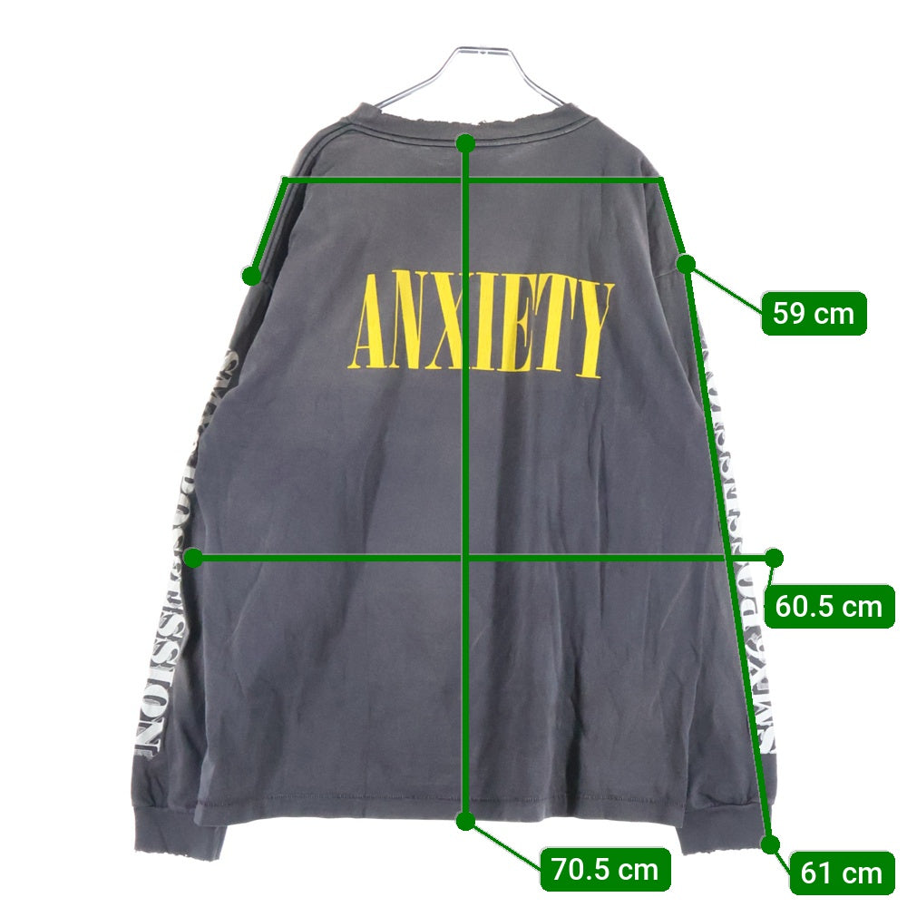 SAINT MICHAEL(セントマイケル) 22AW ×Kosuke Kawamura KMR LS TEE ヴィンテージ加工 長袖Tシャツカットソー ブラック SM-A22-0000-083