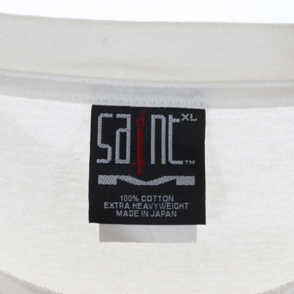 SAINT MICHAEL(セントマイケル) 21SS S/S TEE LOGO EMB ロゴプリント クルーネック 半袖Tシャツ カットソー ホワイト SM-S21-0000-007