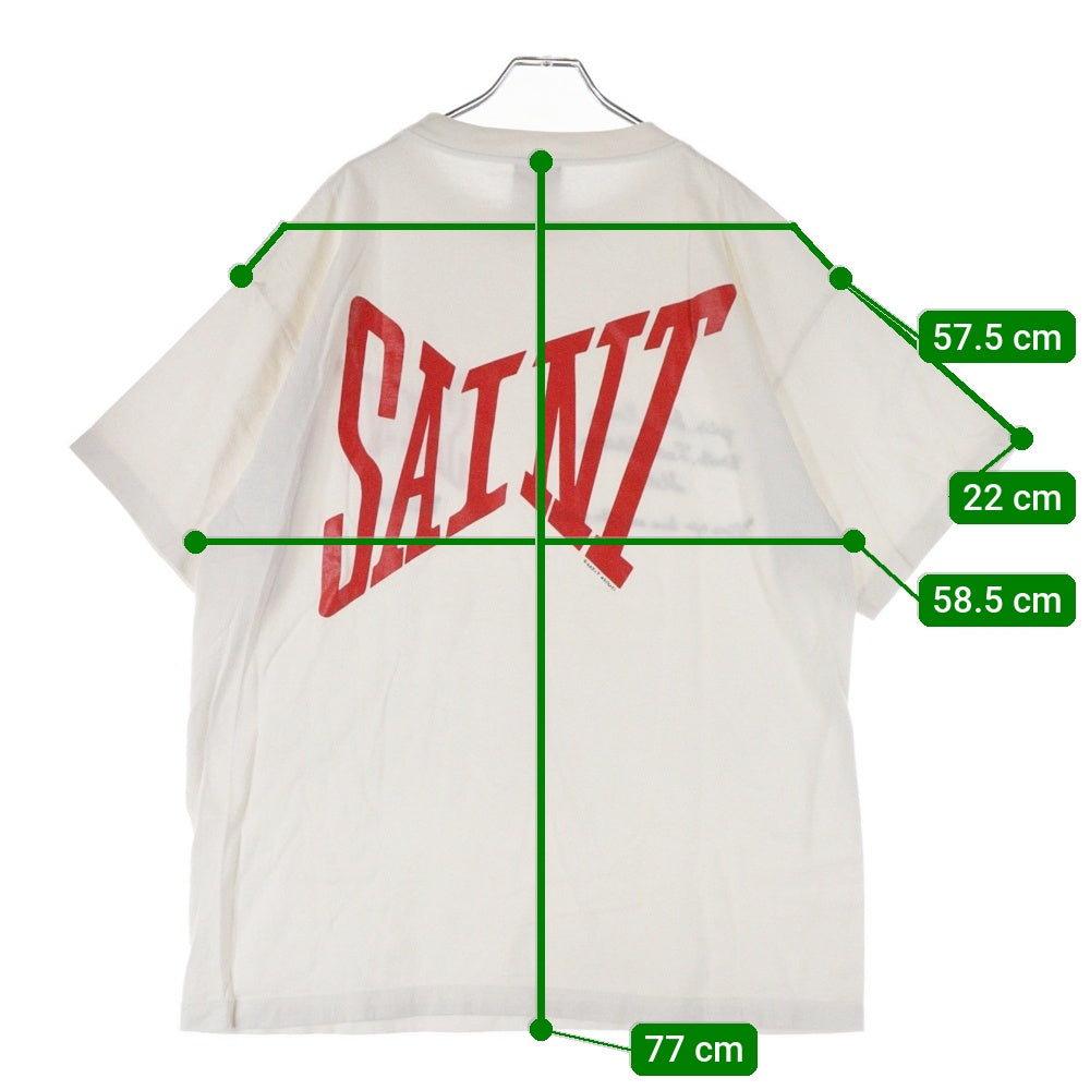 SAINT MICHAEL(セントマイケル) 21SS S/S TEE LOGO EMB ロゴプリント クルーネック 半袖Tシャツ カットソー ホワイト SM-S21-0000-007